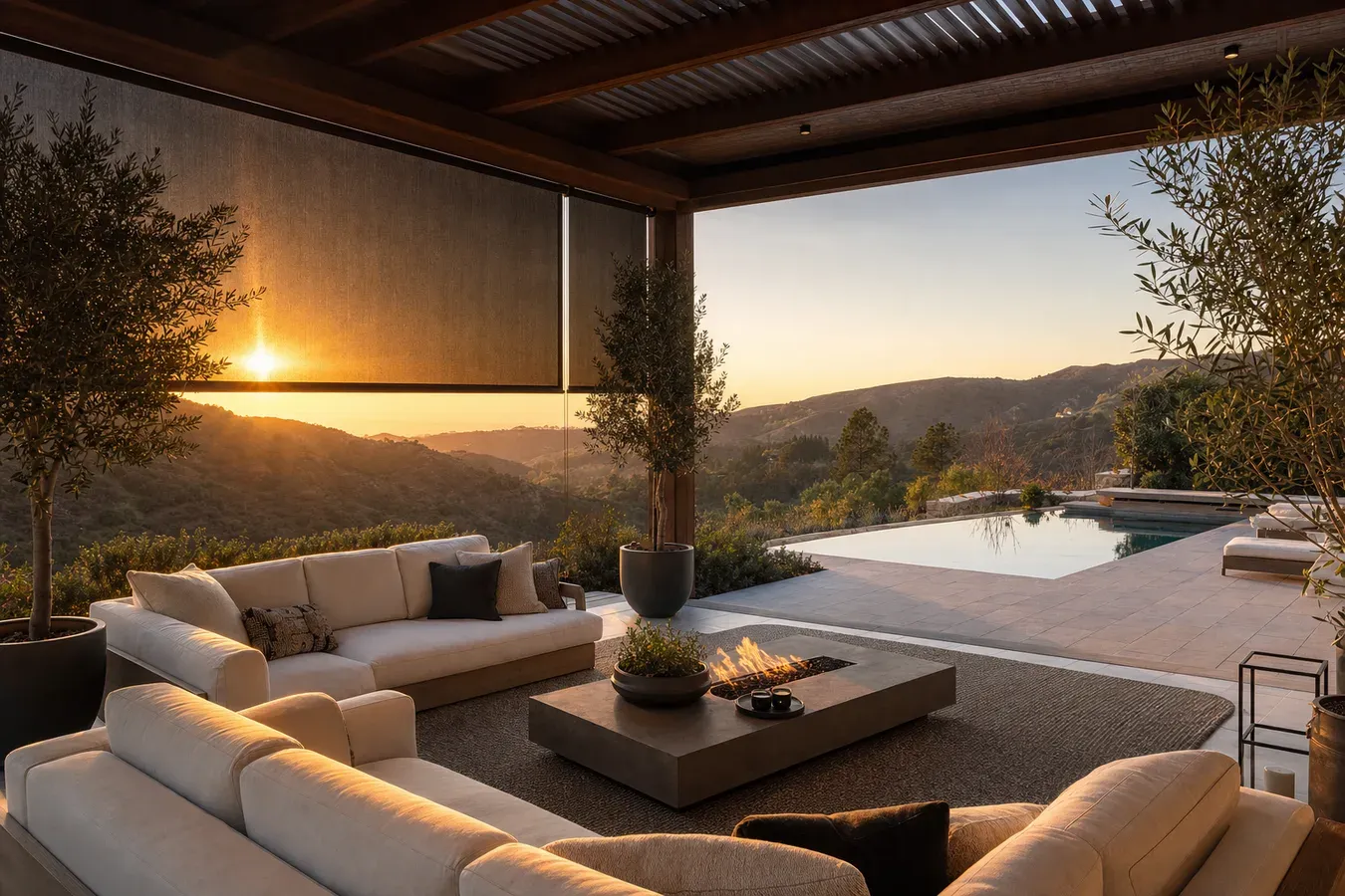 Outdoor shades on a Calabasas patio